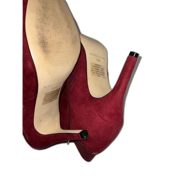 Marc Fisher Zipper Red Suede Peeptoe Booties Size 9.5 - Picture 4 of 7